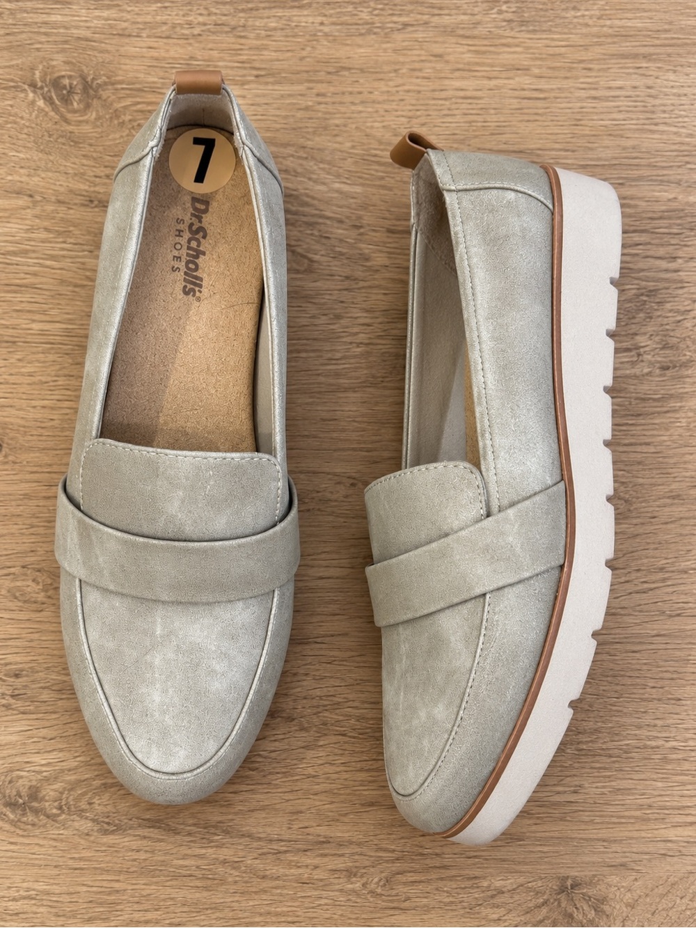 Dr. Scholl's Women's Nice Day Max Platform Wedge Loafers Light Taupe NWOT 7
